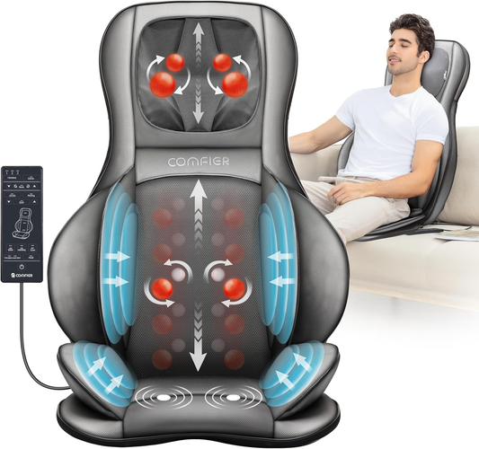 Shiatsu Neck Back Massager with Heat,2D/3D Massage Chair Pad with App Control,Deep Tissue Kneading Massage Chair Pad with Compression,Adjustable