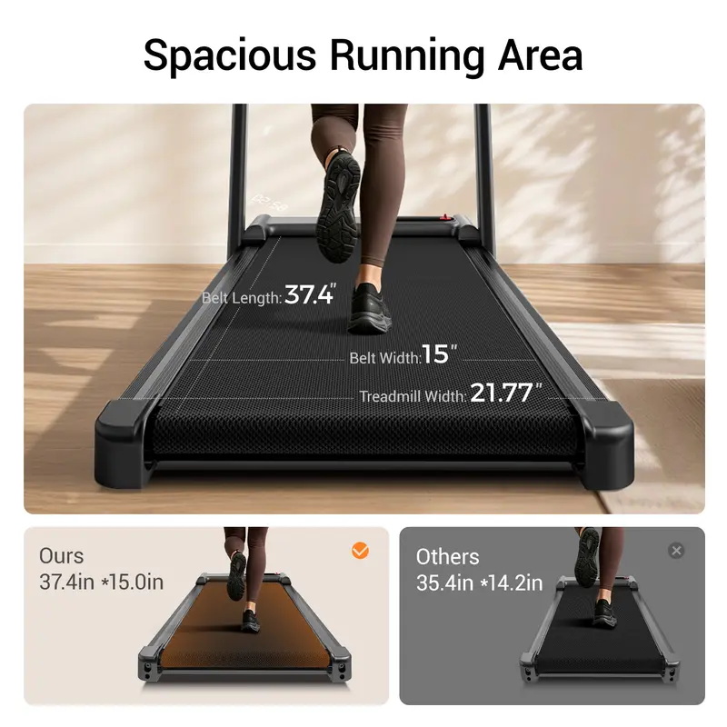 Umay Foldable Walking Pad Treadmill with 16% Incline & Handrails - 300 lbs Capacity for Home/Office