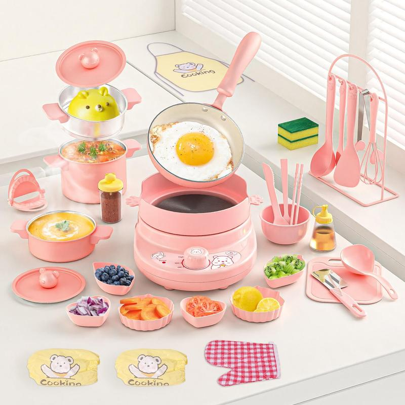 4-Color Kids Real Mini Cooking Set (Ages 8-12) - Safe Montessori Kitchen Toy with Knife & Dishes | Halloween, Thanksgiving & Christmas Gift for Girls & Boys