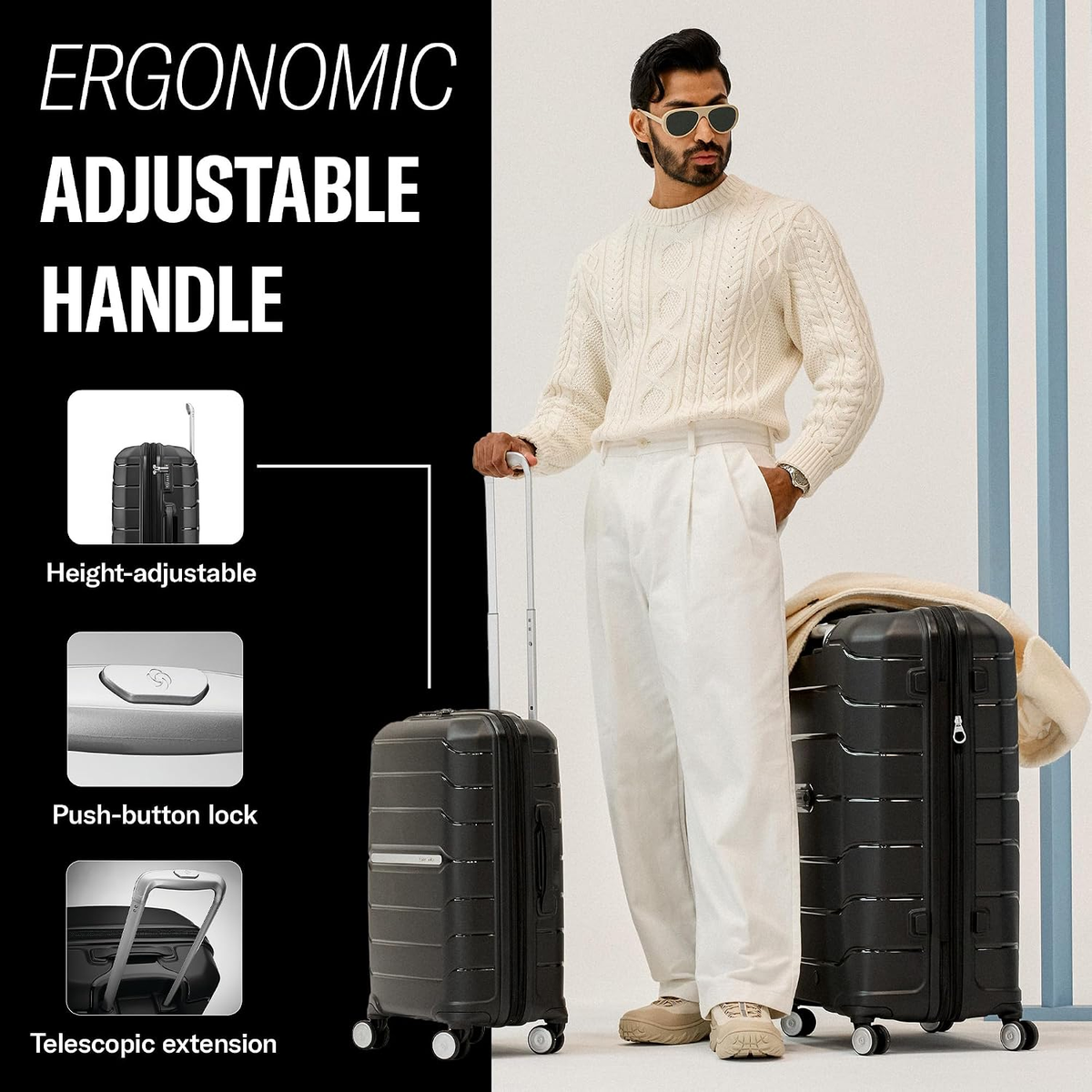 Freeform 2-Piece Luggage Set - Carry-On & Large Checked Luggage with Dual Spinner Wheels - Durable Polypropylene Hardshell - TSA Lock, Airline-Approved - Expandable Hard Shell