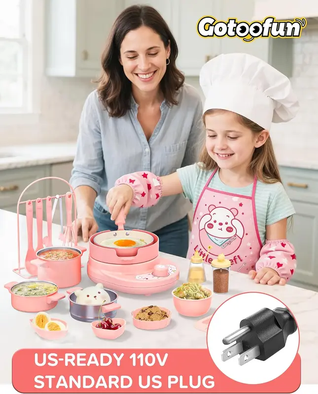 4-Color Kids Real Mini Cooking Set (Ages 8-12) - Safe Montessori Kitchen Toy with Knife & Dishes | Halloween, Thanksgiving & Christmas Gift for Girls & Boys