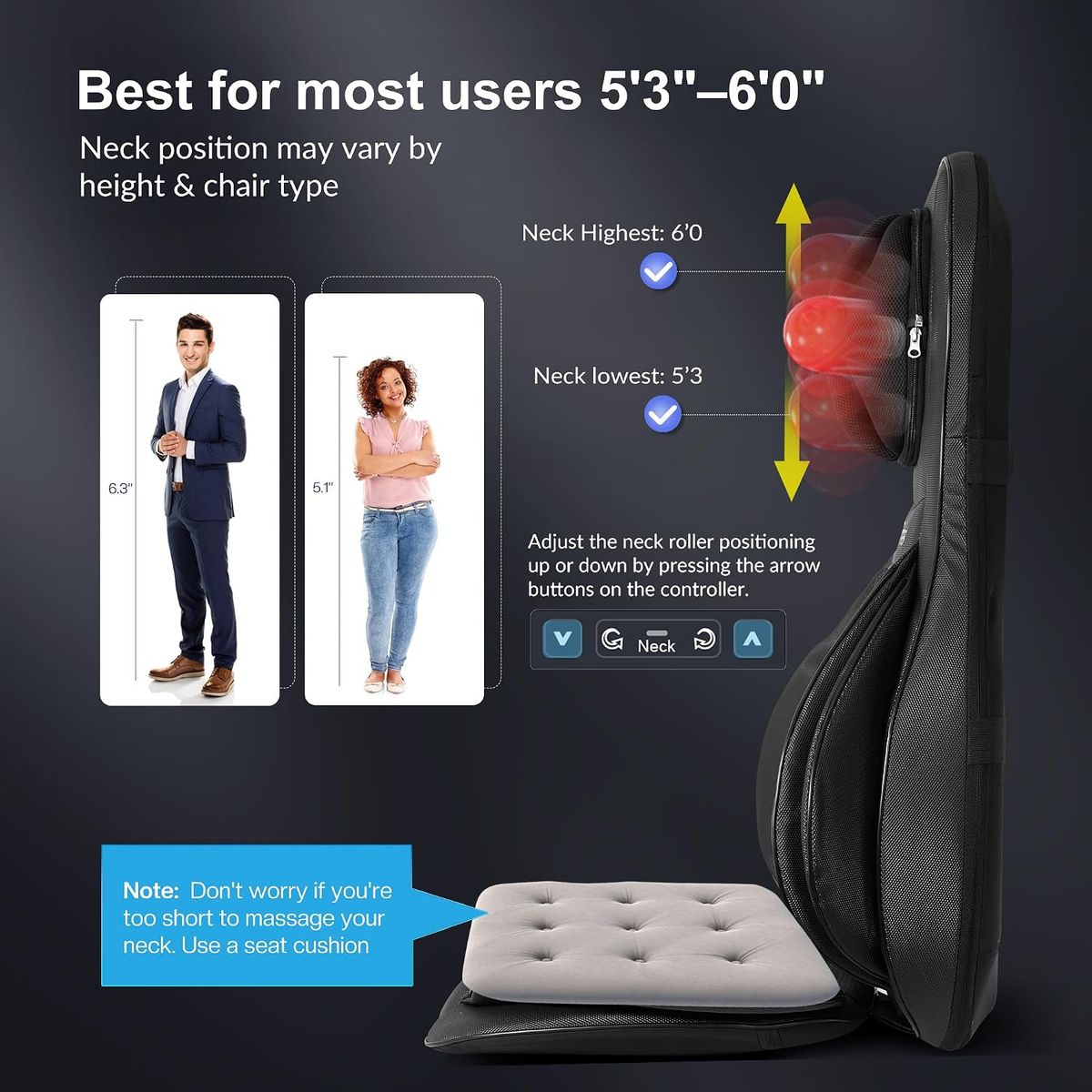 Shiatsu Neck Back Massager with Heat,2D/3D Massage Chair Pad with App Control,Deep Tissue Kneading Massage Chair Pad with Compression,Adjustable