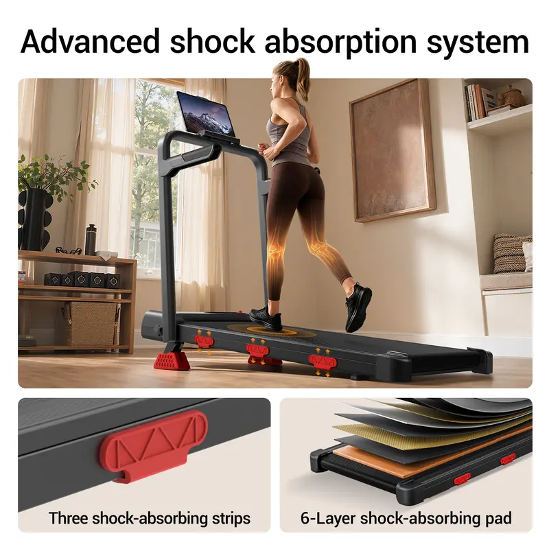 Umay Foldable Walking Pad Treadmill with 16% Incline & Handrails - 300 lbs Capacity for Home/Office
