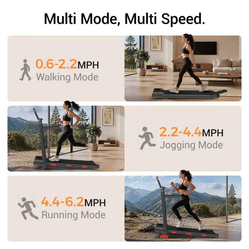 Umay Foldable Walking Pad Treadmill with 16% Incline & Handrails - 300 lbs Capacity for Home/Office